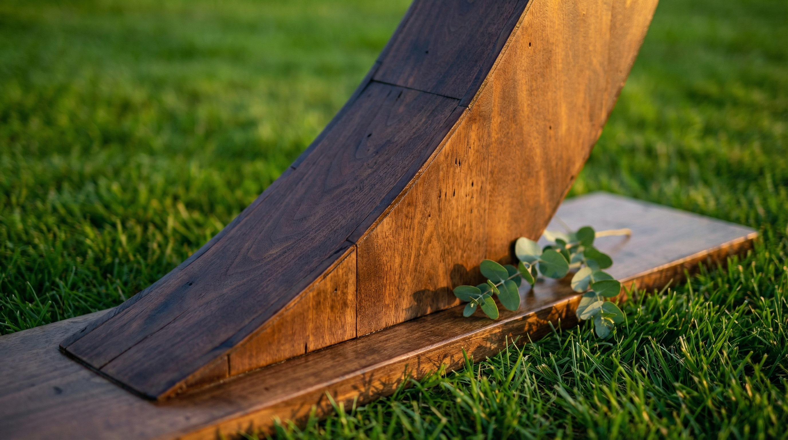 Dark stained circular wooden ceremony arch